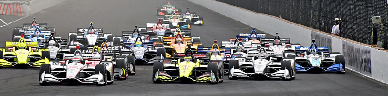 indy cars racing to through the start line Columbus