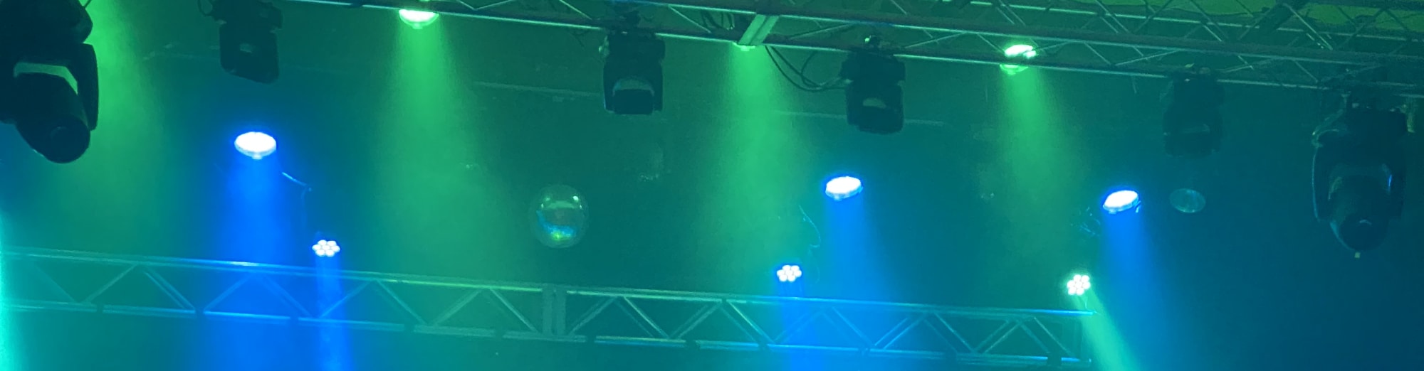 blue and green theater stage lights Columbus