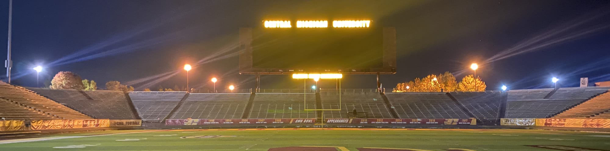empty football stadium at night under the lights Columbus